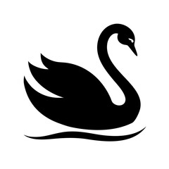 Black Swan Silhouette – Elegant Minimal Vector on White Background

