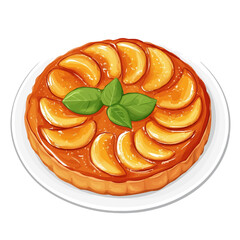 Tarte Tatin, flat style 2D vector image, isolated on a white background