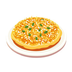 Knafeh, flat style 2D vector image, isolated on a white background
