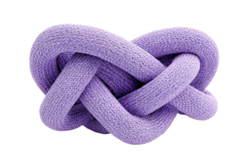 Abstract knot of interwoven, textured purple fabric