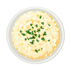 2D flat vector illustration of a Risotto in icon style, isolated on white background