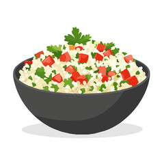 2D flat vector illustration of a Tabbouleh in icon style, isolated on white background