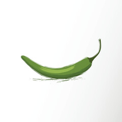 Watercolor style Fresh green Pepper. vector illustration. Vegetable, green chili.