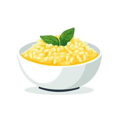 Flat 2D Risotto Milanese illustration, vector graphic in icon style, on white background