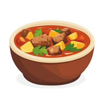 bowl of stew with meat and vegetables clip art preview