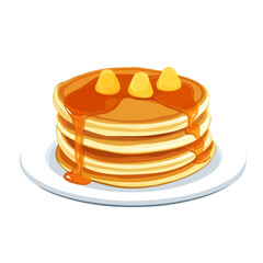Flat 2D Pancakes illustration, vector graphic in icon style, on white background