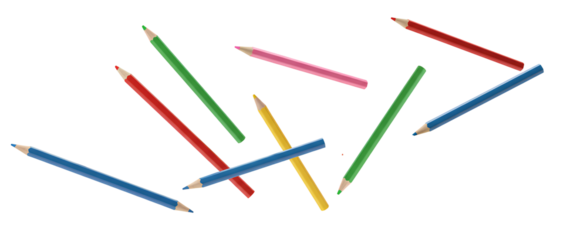 Colorful pencils PNG. Colored pencils falling down for back to school concept PNG. Colored chalk for school and outdoors activities flying isolated. Pencil school supply PNG