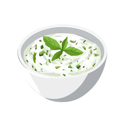 Flat 2D Tzatziki illustration, vector graphic in icon style, on white background