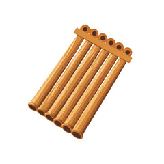Minimal flat vector of a Pan Flute, 2D icon-style illustration on white background
