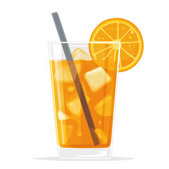 Orange Soda, flat style 2D vector image, isolated on a white background