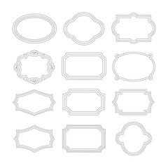 Vintage Label Shapes Outline Set, Vintage Decorative Frame Outline