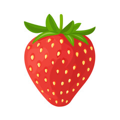 Strawberry, flat style 2D vector image, isolated on a white background