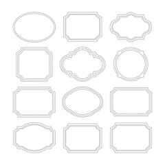 Vintage Label Shapes Outline Set, Vintage Decorative Frame Outline