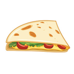 Quesadilla, flat style 2D vector image, isolated on a white background