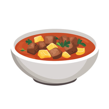 bowl of stew with meat and vegetables clip art preview