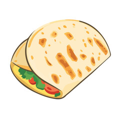 Minimal flat vector of a Quesadilla, 2D icon-style illustration on white background