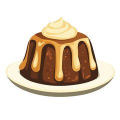 Sticky Toffee Pudding, flat style 2D vector image, isolated on a white background