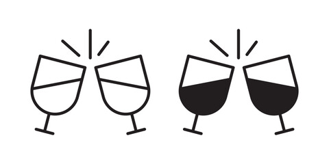 Wine toast icon, outline style icon for web site or mobile app, vector graphics