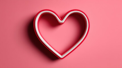 Minimalist Heart-Shaped Cookie Cutter on Pink Background, Romantic and Love Theme for Valentine's Day, Weddings, and Celebrations