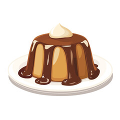 Flat 2D Sticky Toffee Pudding illustration, vector graphic in icon style, on white background