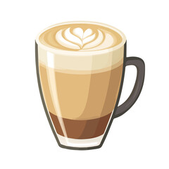Minimal flat vector of a Latte, 2D icon-style illustration on white background