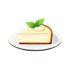 Ricotta Cheesecake, flat style 2D vector image, isolated on a white background