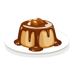 Flat 2D Sticky Toffee Pudding illustration, vector graphic in icon style, on white background