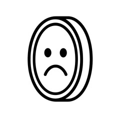 Fototapeta premium Sad coin in outline style symbolizing economic decline and money loss
