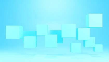 Abstract geometric background with floating blue 3D cubes
