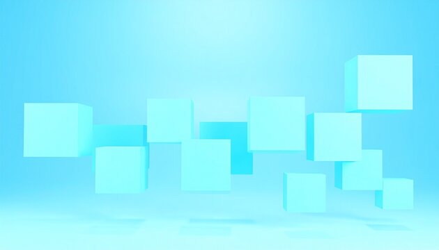 Abstract geometric background with floating blue 3D cubes