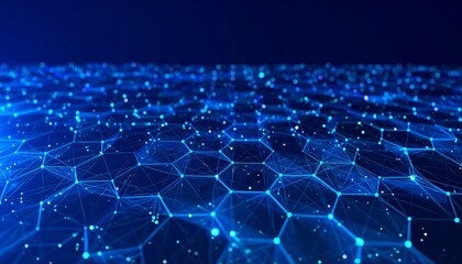 Abstract futuristic technology background with a blue hexagonal grid