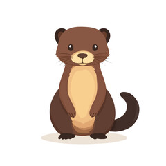 Minimal flat vector of a Mink, 2D icon-style illustration on white background