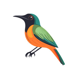 2D flat vector illustration of a Sunbird in icon style, isolated on white background