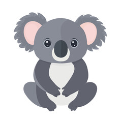 Koala, flat style 2D vector image, isolated on a white background