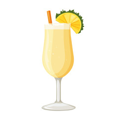 Pina Colada, flat style 2D vector image, isolated on a white background