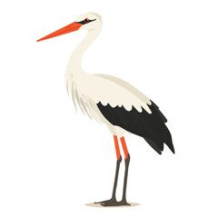 2D flat vector illustration of a Stork in icon style, isolated on white background