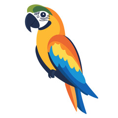 Fototapeta premium 2D flat vector illustration of a Parrot in icon style, isolated on white background