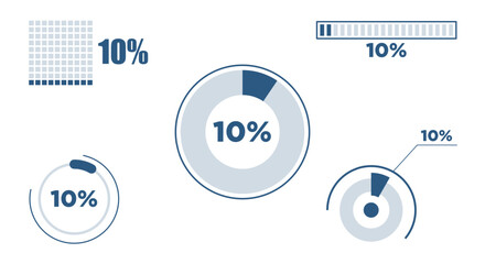 10 percentage infographic icon set isolated on white background