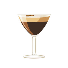 Minimal flat vector of a Espresso Martini, 2D icon-style illustration on white background