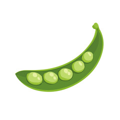 Minimal flat vector of a Pea Pod, 2D icon-style illustration on white background