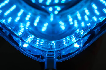 High-tech skincare mask with blue lights