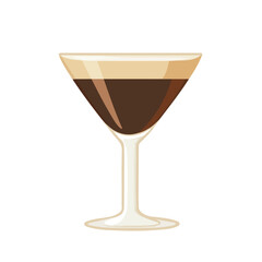 Minimal flat vector of a Espresso Martini, 2D icon-style illustration on white background