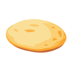 Flat 2D Pita Bread illustration, vector graphic in icon style, on white background