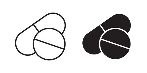 Pills icon, outline style icon for web site or mobile app, vector graphics