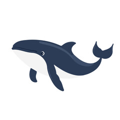 2D flat vector illustration of a Whale in icon style, isolated on white background