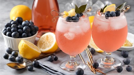 Refreshing blueberry lemon sparkling soda home kitchen beverage photography bright atmosphere close-up summer vibes
