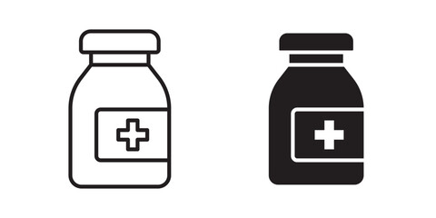 Medicine bottle icon, outline style icon for web site or mobile app, vector graphics