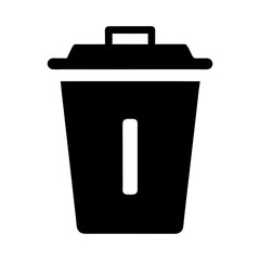 Trash can icon in minimal style with lid and handle for recycling and waste visuals
