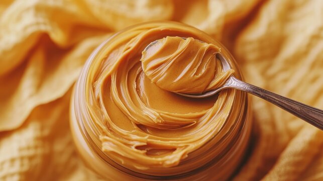 Creamy peanut butter in a jar