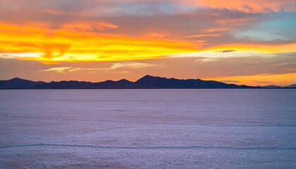 Obraz premium Sunset over a vast salt flat